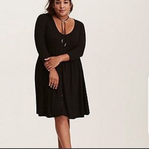 Soft black, button front dress